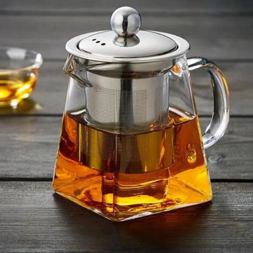 Clear Glass Teapot with Metal Strainer, 550/750/950ml