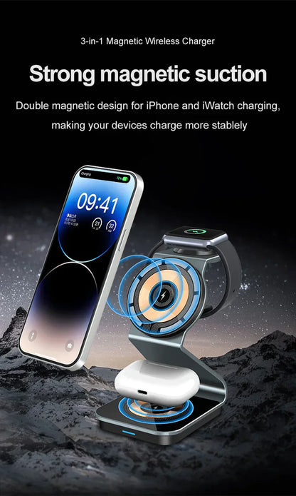 Compact 3-in-1 Wireless Charging Pad