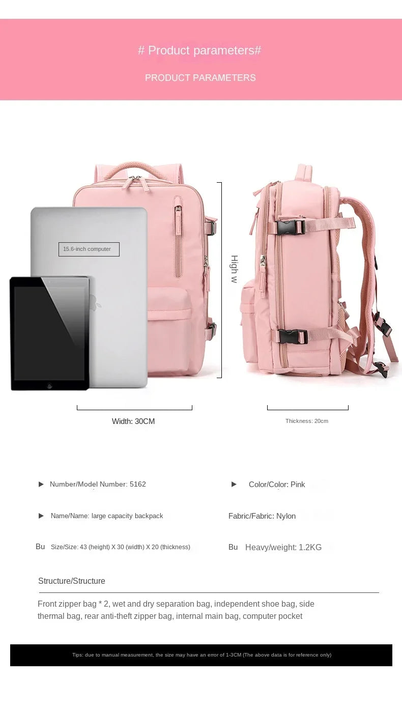 Compact Travel Bag with Laptop and Shoe Pocket