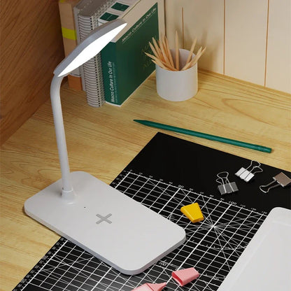 Stylish LED Desk Lamp with Wireless Charger & USB