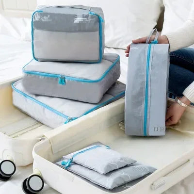 Compact Travel Bag Set 7-Piece Waterproof Luggage Organizer