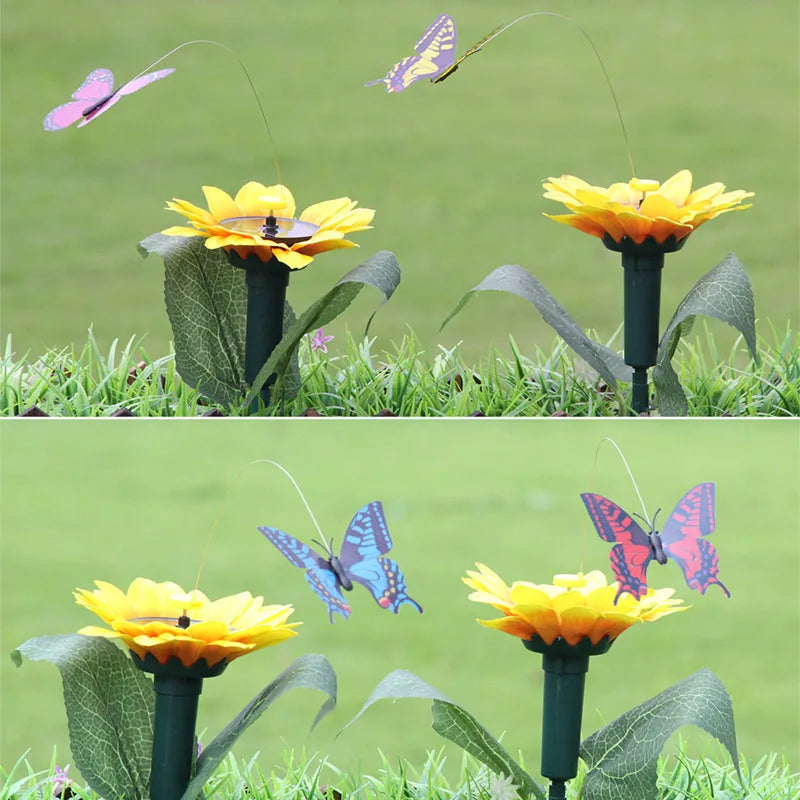 Colorful Solar Garden Stake with Moving Wings Decor