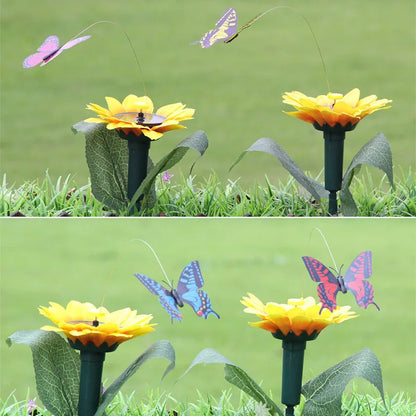 Colorful Solar Garden Stake with Moving Wings Decor