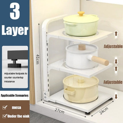 Space Saving Collapsible Tiered Corner Shelf
