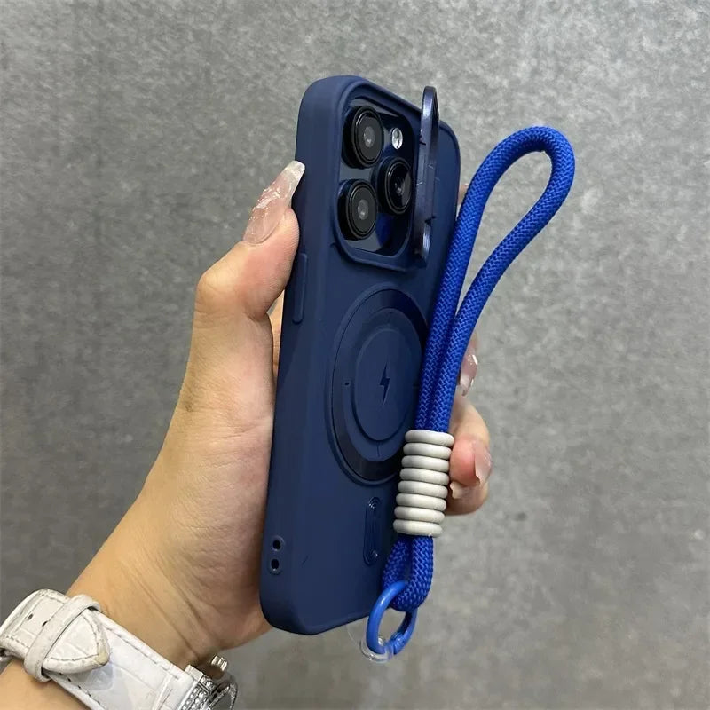 Slim Magnetic iPhone Lens Case with Soft Wrist Strap