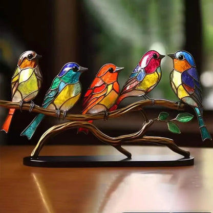 Vibrant Bird Branch Home Decor Figurine