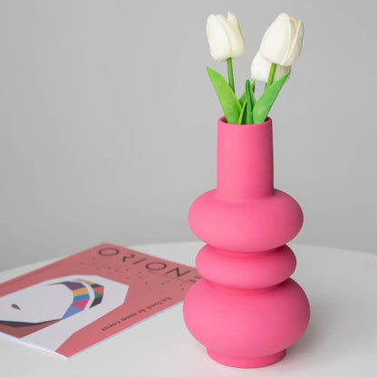 Bright Red Porcelain Flower Vase