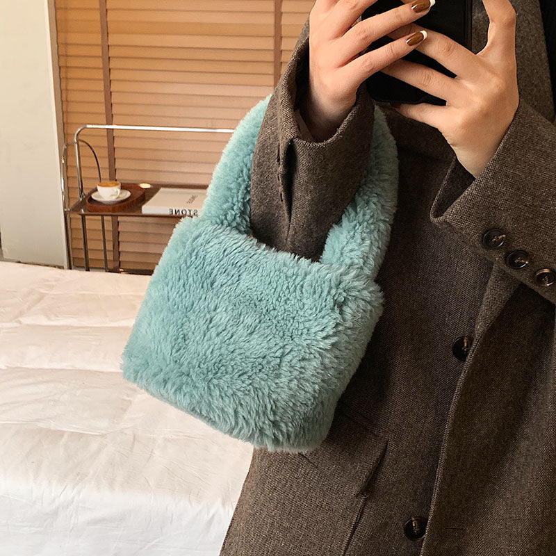 Soft Mini Plush Bucket Handbag