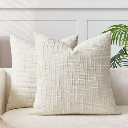 Soft Chenille Pillow with Natural Bamboo Pattern