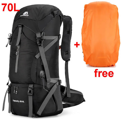 Durable 70L Hiking Backpack with Rain Cover