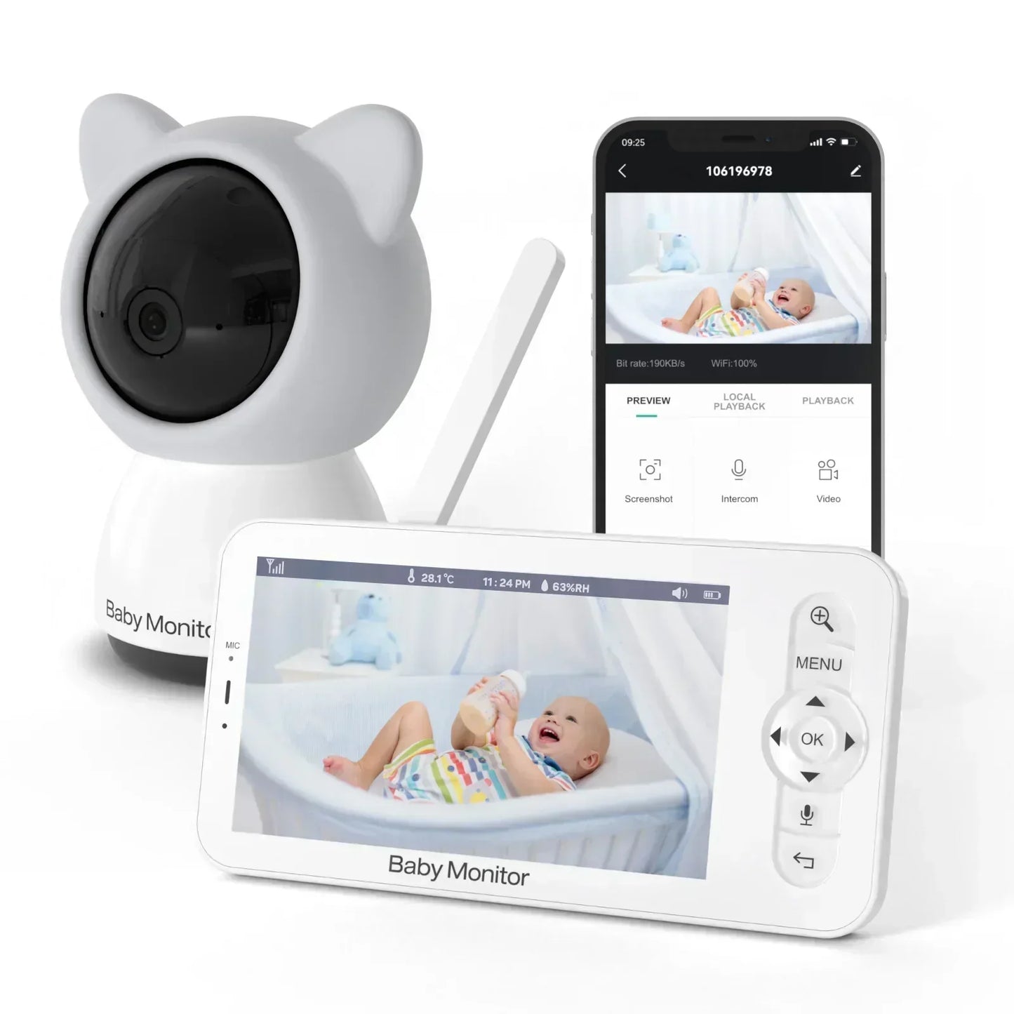 Befez Baby Video Monitor with Clear HD Display