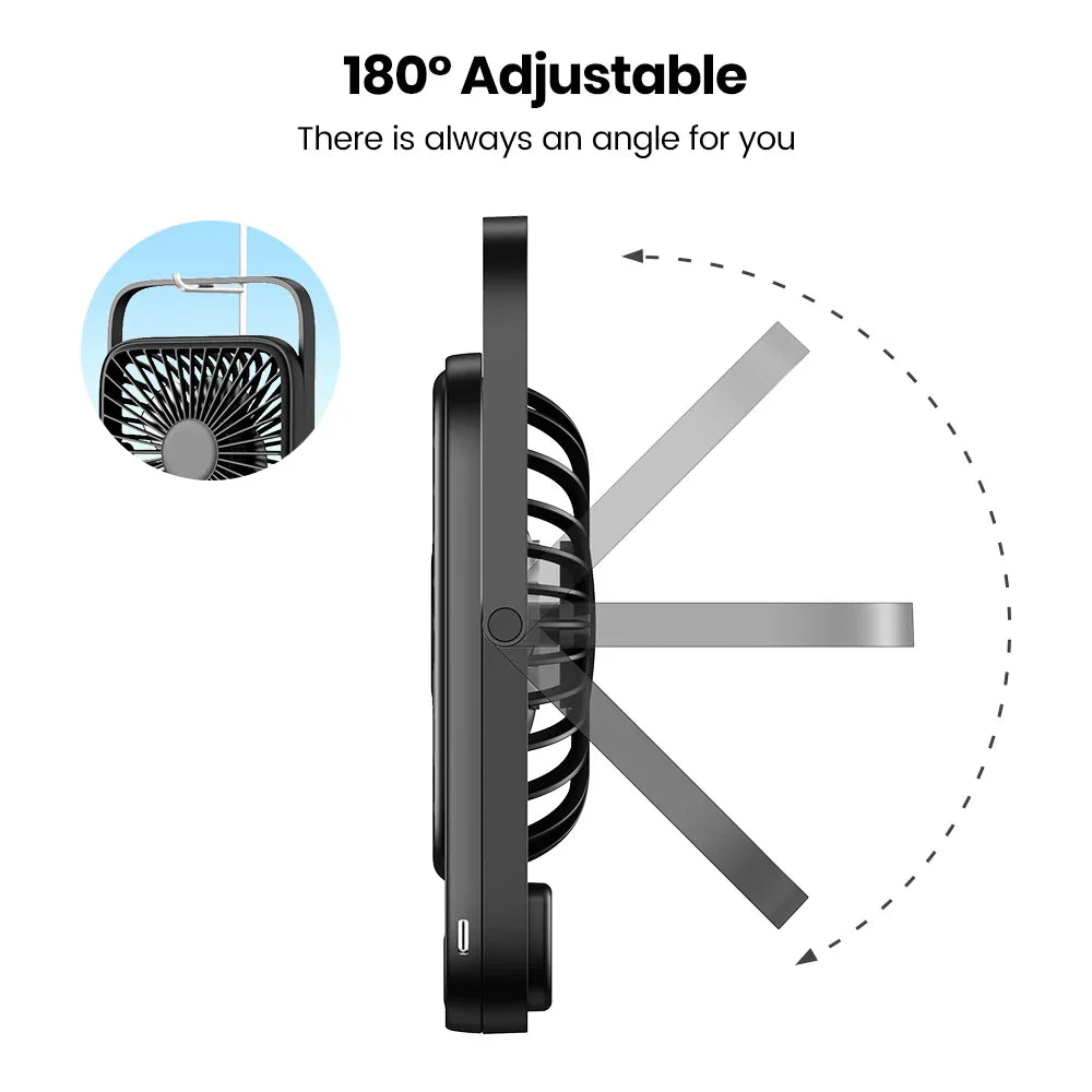 Portable Rechargeable Table Fan with Power Bank