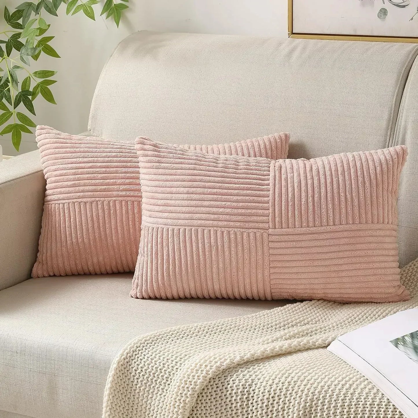 Soft Corduroy Striped Pillow Covers Set - Befez