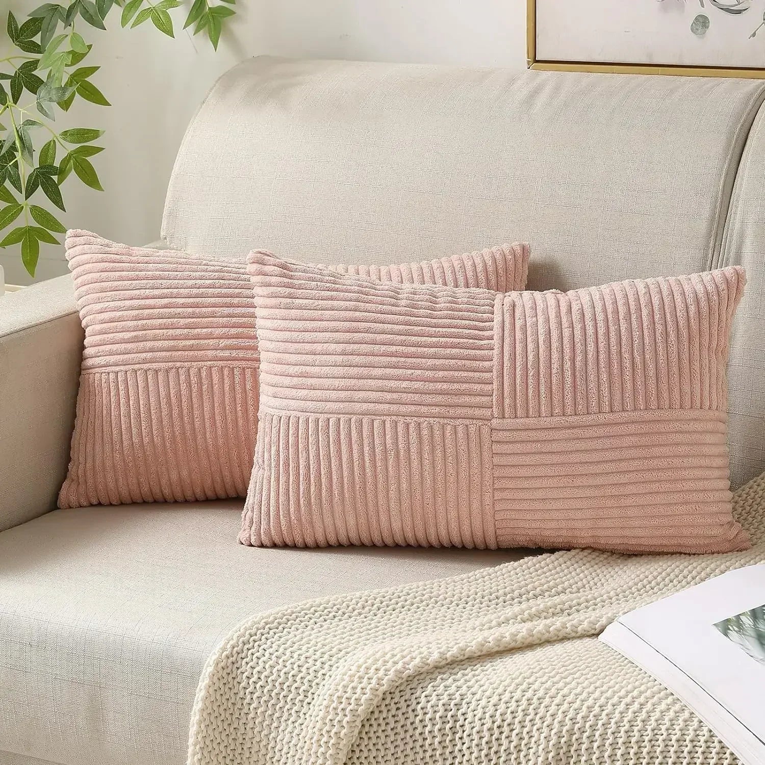 Soft Corduroy Striped Pillow Covers Set - Befez