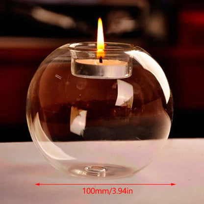 Clear Glass Tea Light Candle Holder Round - Befez