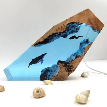 Ocean Blue Diving Man Table Lamp Decoration