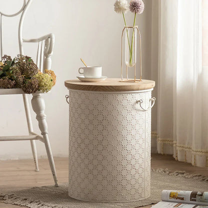 Befez | Compact Metal End Table with Storage Basket