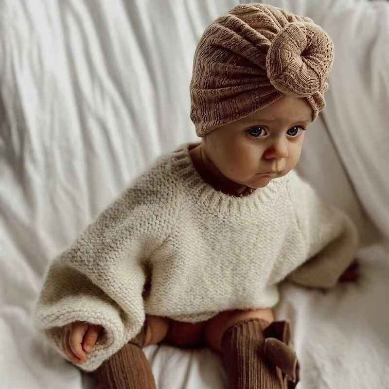 Soft Baby Beanie with Cute Bow Headband