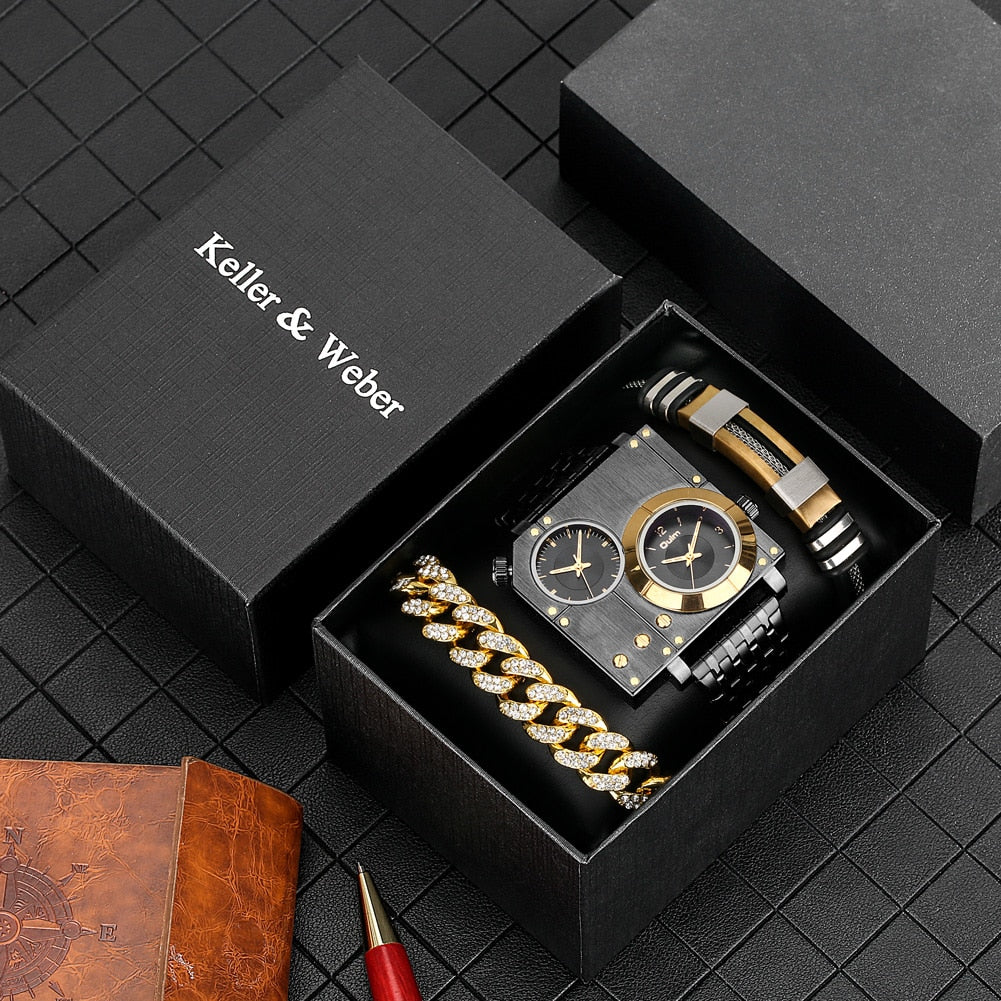 Stylish Quartz Square Watch Box Set