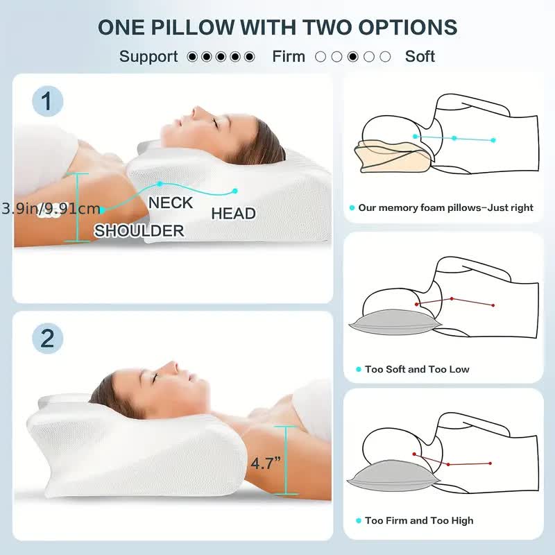 Contour Memory Foam Pillow for Side and Back Sleep