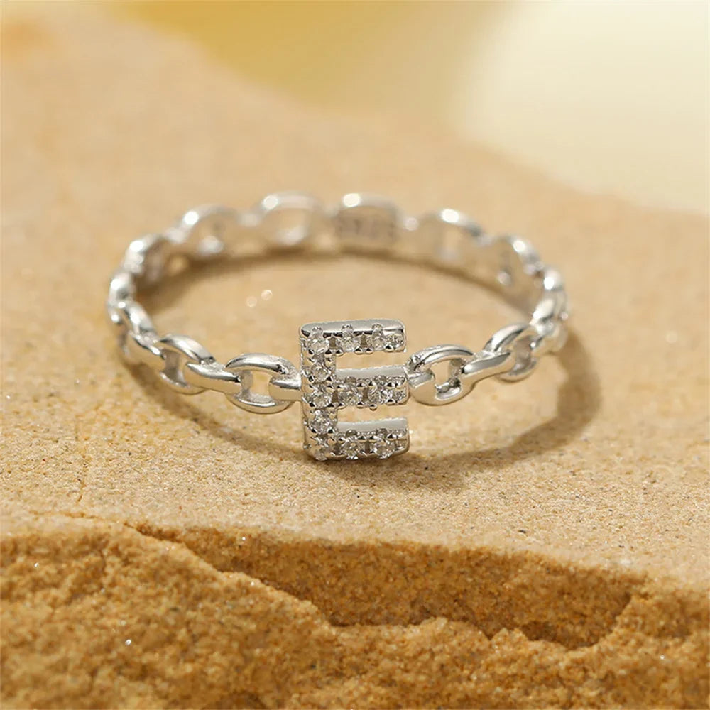 Delicate Diamond Initial Letter Ring