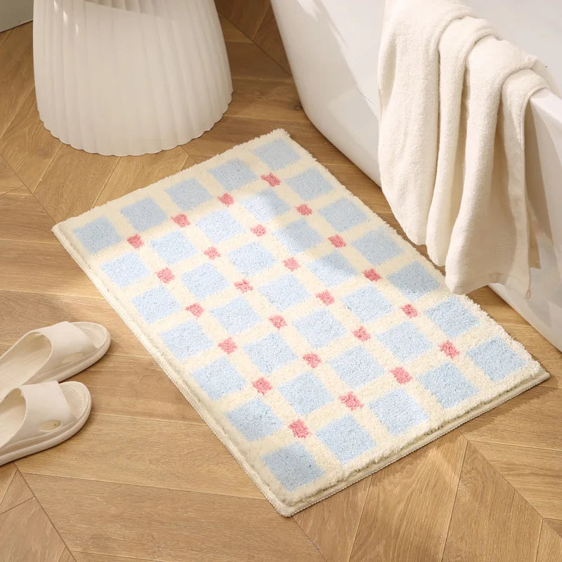 Soft Plush Grid Bathroom Rug