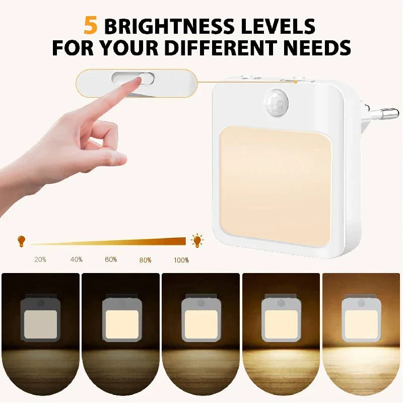 Compact Motion Sensor Night Lamp with Warm White Light
