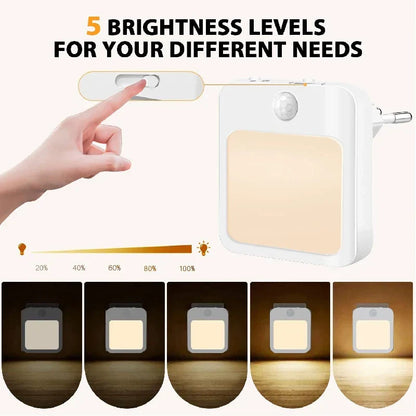 Compact Motion Sensor Night Lamp with Warm White Light
