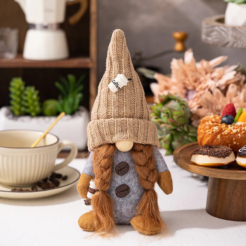 Cozy Nordic Coffee Gnome Figurines - Home Decor