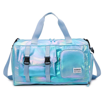 Spacious Holographic Weekend Travel Bag with Shoe Pocket