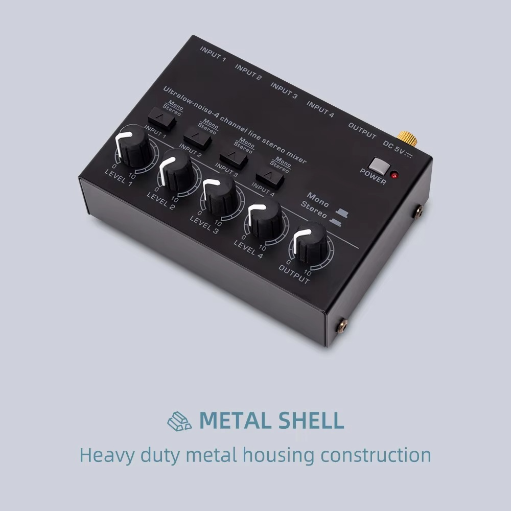 Compact 4-Channel Audio Mixer with RCA Output