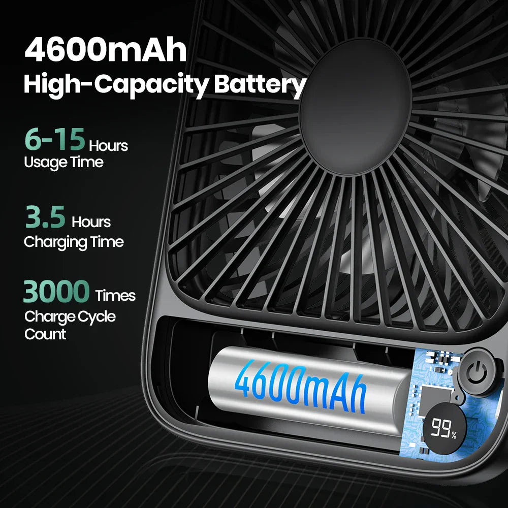 Portable Rechargeable Table Fan with Power Bank