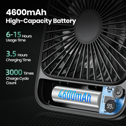 Portable Rechargeable Table Fan with Power Bank