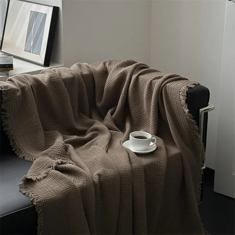 Cozy Plain Cotton Throw Blanket - Befez