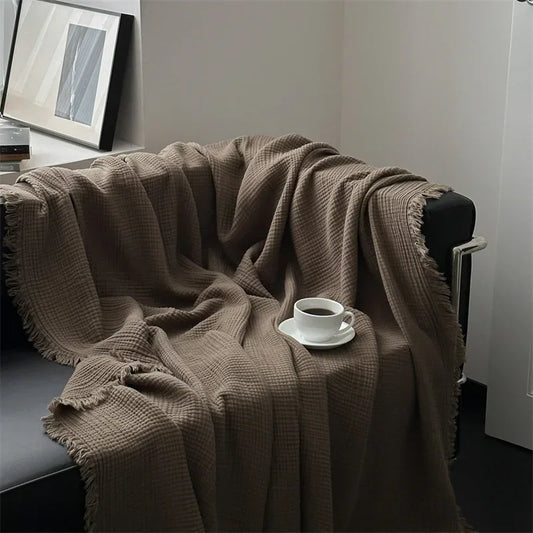 Cozy Plain Cotton Throw Blanket - Befez