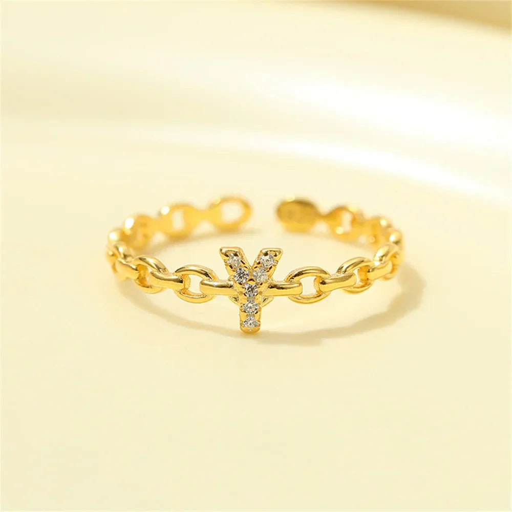 Delicate Diamond Initial Letter Ring