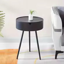 Compact Round End Table with Storage and Easy Move Design - Befez