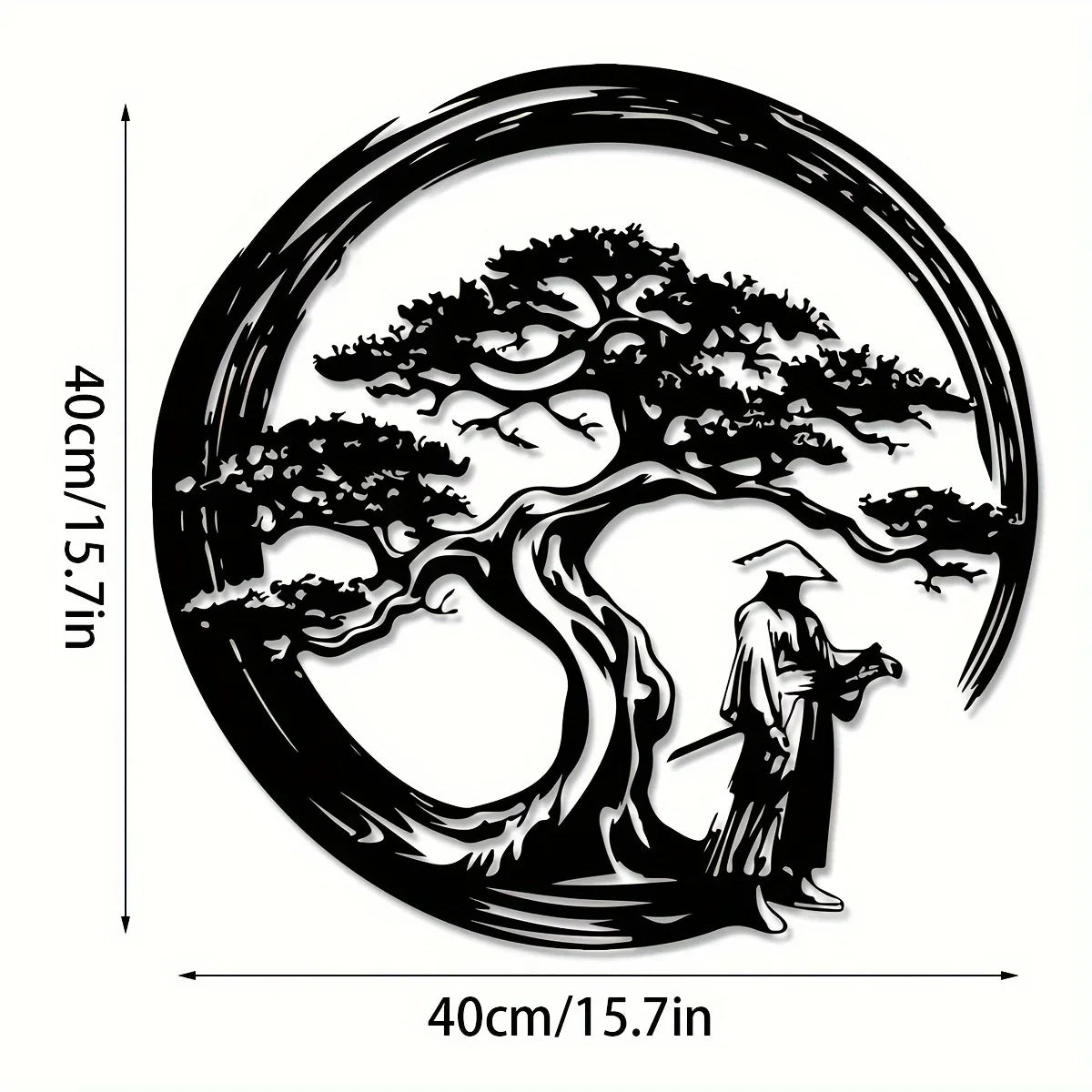 Asian Inspired Metal Wall Art Bonsai Tree Decoration