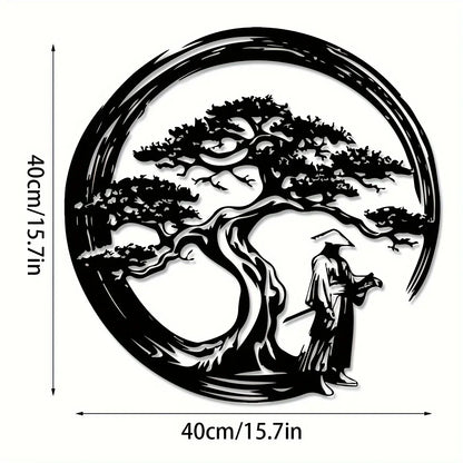 Asian Inspired Metal Wall Art Bonsai Tree Decoration