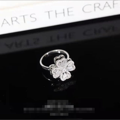 Sparkling Floral CZ Four Leaf Ring