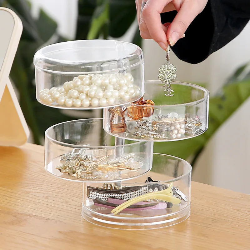 Clear 5 Tier Rotating Jewelry Organizer Box