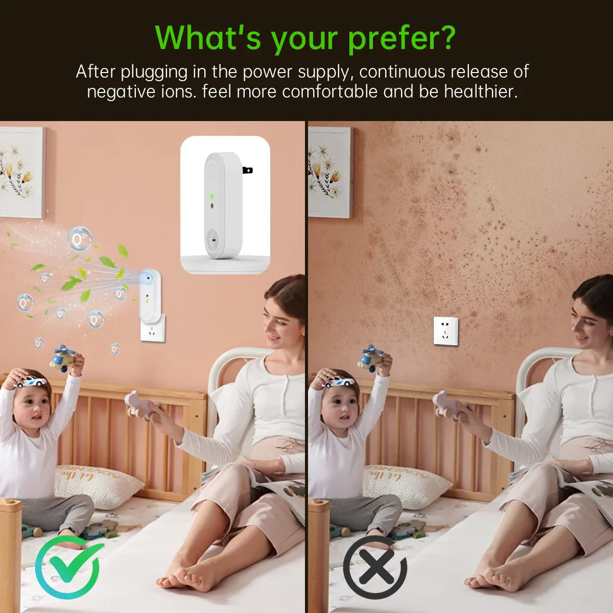 Compact Air Purifier with Night Light & Ion Technology