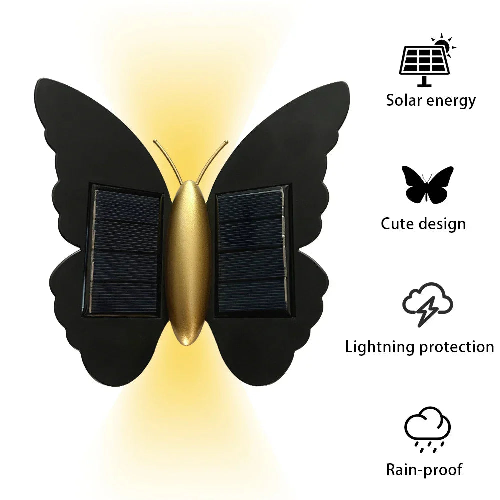 Solar Powered Butterfly Wall Lamp with Motion Sensor