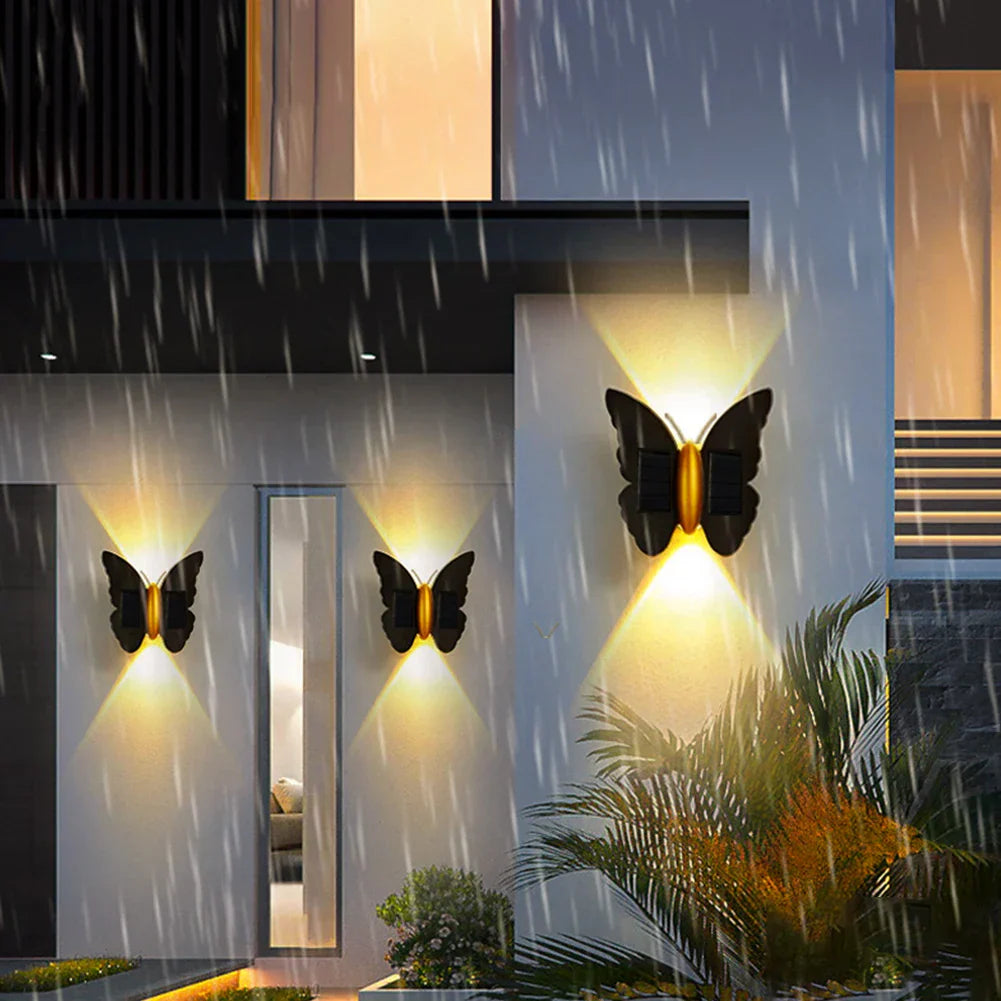 Solar Powered Butterfly Wall Lamp with Motion Sensor