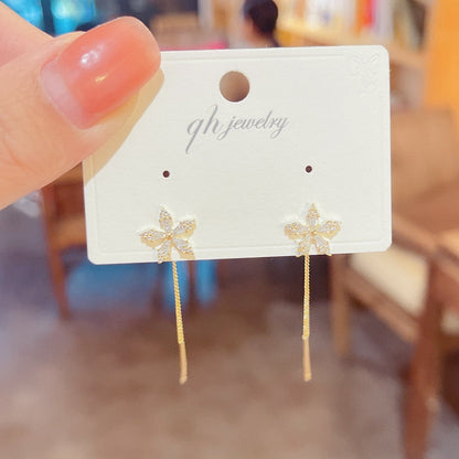 Beautiful Floral Drop Chain Earrings - Befez