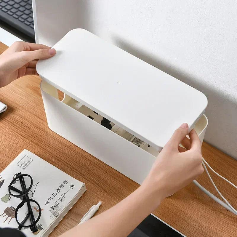 Cable Management Box with Lid and Socket Organizer