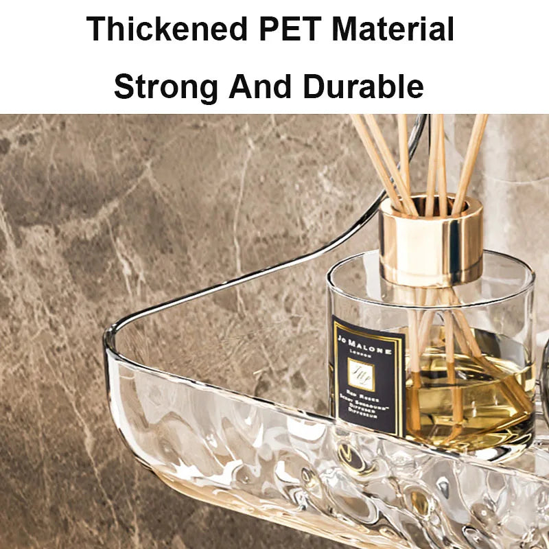 Stick On Wall Shelf Transparent Acrylic Bathroom Kitchen Organizer