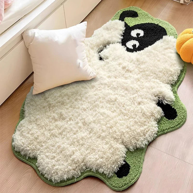 Plush Sheep Design Soft Bedroom Mat - Befez