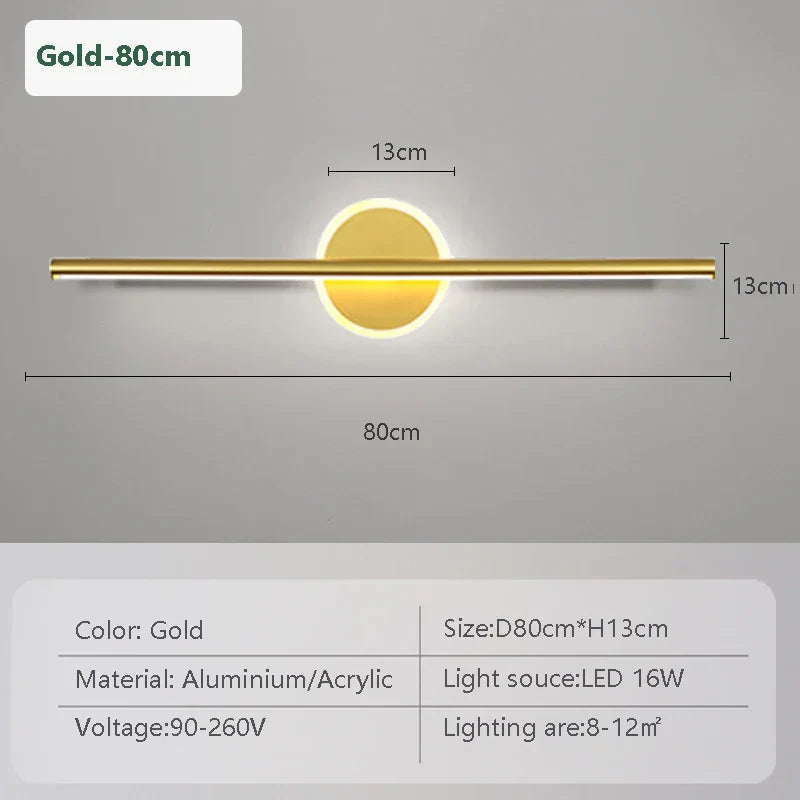 Stylish LED Wall Lamp Black Gold 3 Color