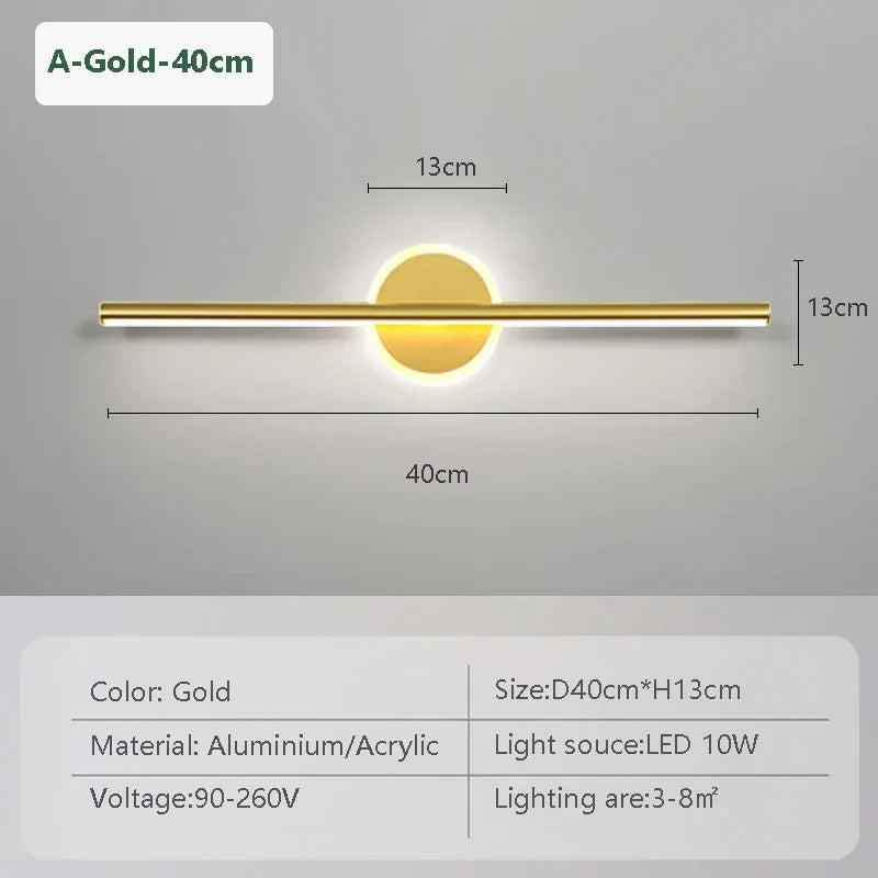 Stylish LED Wall Lamp Black Gold 3 Color